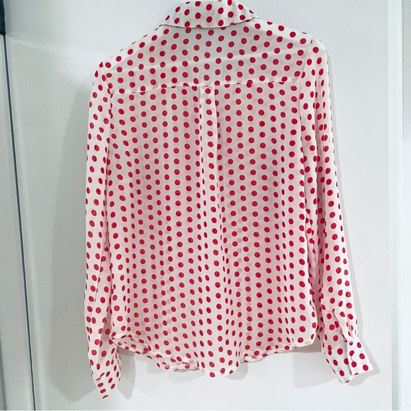 Allegra K Red White Polka Dot Blouse Top Size Medium - Picture 9 of 12
